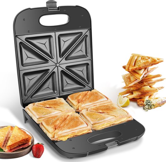 Aigostar 30ZGC Dylan - Sandwich Maker - Tosti Apparaat - Pfas Vrij - Sandwich Grill - Tosti apparaat met antiaanbaklaag & indicatielampje - 1400W - Zwart 1 Aigostar 30ZGC Dylan - Sandwich Maker - Tosti Apparaat - Pfas Vrij - Sandwich Grill - Tosti apparaat met antiaanbaklaag & indicatielampje - 1400W - Zwart - Afbeelding 1