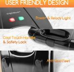 Aigostar 30ZGC Dylan - Sandwich Maker - Tosti Apparaat - Pfas Vrij - Sandwich Grill - Tosti apparaat met antiaanbaklaag & indicatielampje - 1400W - Zwart - Afbeelding 5