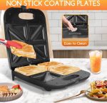 Aigostar 30ZGC Dylan - Sandwich Maker - Tosti Apparaat - Pfas Vrij - Sandwich Grill - Tosti apparaat met antiaanbaklaag & indicatielampje - 1400W - Zwart - Afbeelding 8