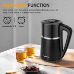 Aigostar Alva - Waterkoker - Met Temperatuurregeling - Warmhoudfunctie - Dubbelwandig - Cool-touch - 1,7L - 2200W - Zwart - Image 9