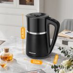 Aigostar Alva - Waterkoker - Met Temperatuurregeling - Warmhoudfunctie - Dubbelwandig - Cool-touch - 1,7L - 2200W - Zwart - Image 10