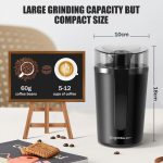 Aigostar Natural 30RRJ - Elektronische Koffiemolen - koffiemaler - Coffee Grinder - Kruidenmolen - BPA-vrij - 200W - Zwart - Image 8
