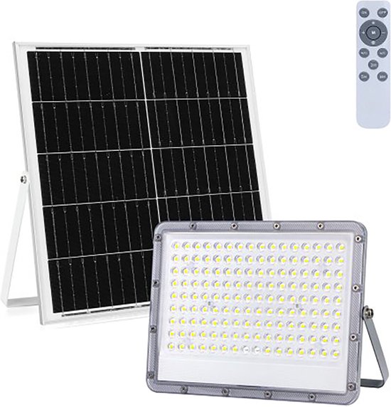 LED Floodlight op Zonne-energie - LED Schijnwerper - LED Solar Tuinverlichting Wandlamp - Afstandsbediening - Waterdicht IP65 - 200W - Helder Koud Wit 6500K 1 LED Floodlight op Zonne-energie - LED Schijnwerper - LED Solar Tuinverlichting Wandlamp - Afstandsbediening - Waterdicht IP65 - 200W - Helder/Koud Wit 6500K - Afbeelding 1